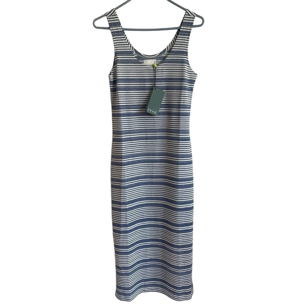 NWT Lyssé Mulholland Midi Tank Dress, Blue & White Stripe, Size S